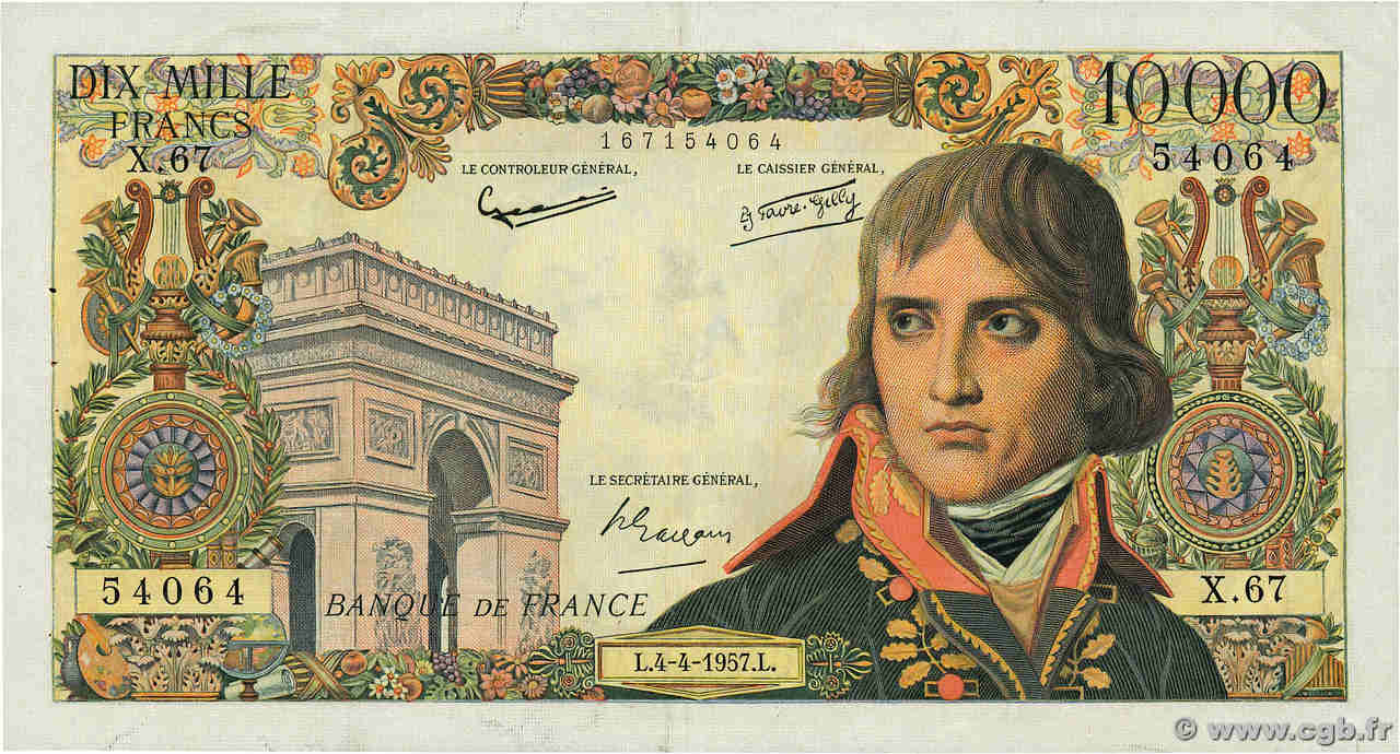 10000 Francs BONAPARTE FRANKREICH  1957 F.51.07 SS