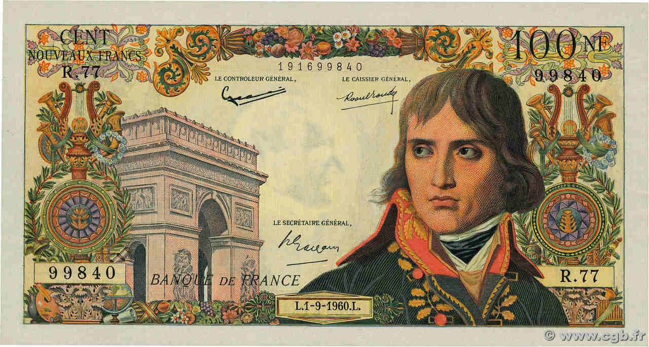 100 Nouveaux Francs BONAPARTE FRANCE  1960 F.59.07 VF+