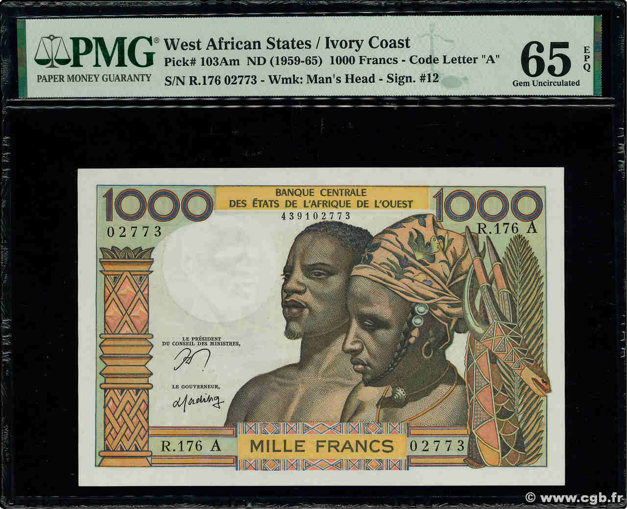 1000 Francs WEST AFRICAN STATES  1977 P.103Am UNC