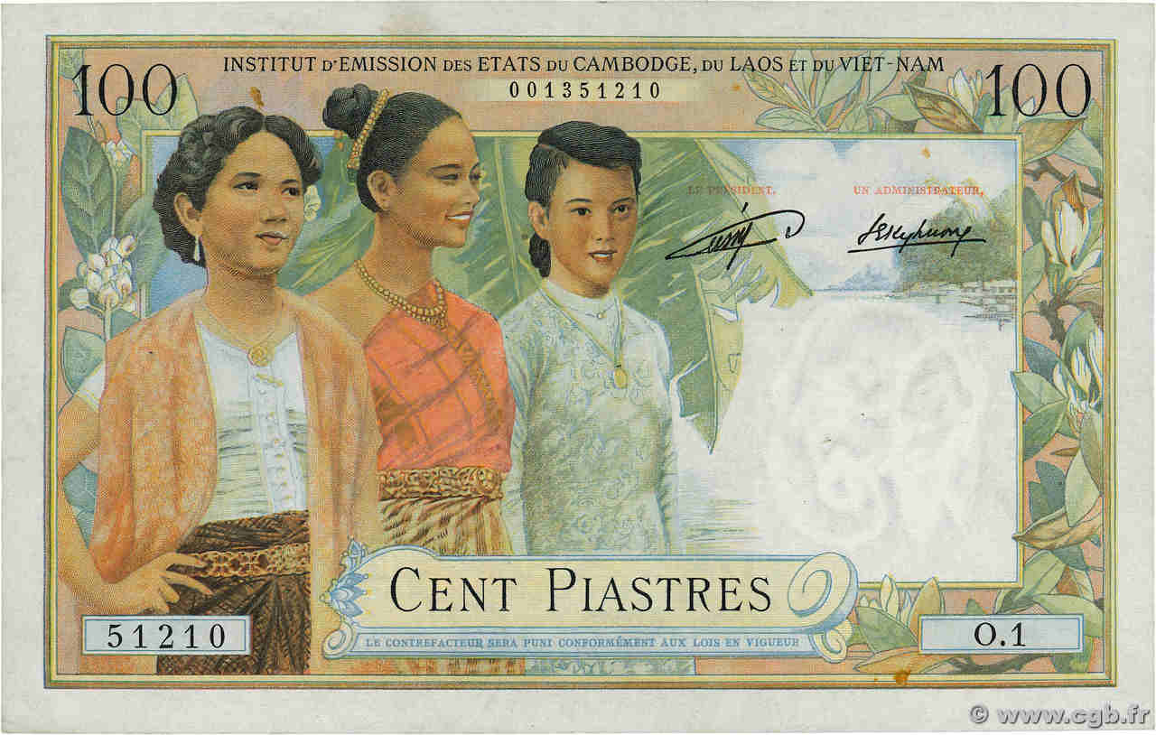 100 Piastres INDOCHINE FRANÇAISE  1954 P.103 SUP