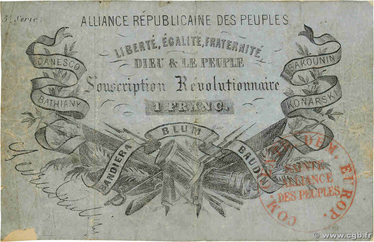 1 Franc FRANCE régionalisme et divers  1850 - pr.TB