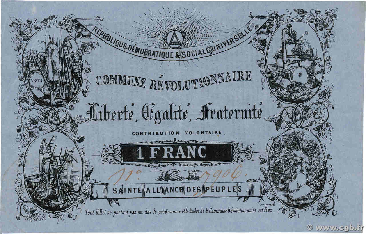 1 Franc FRANCE régionalisme et divers  1852 - SUP