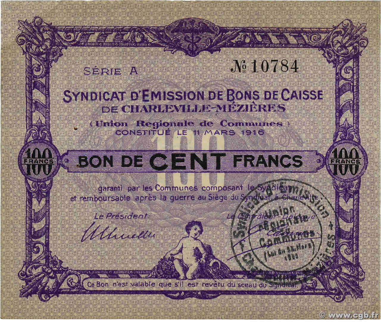 100 Francs FRANCE régionalisme et divers Charleville-Mézières 1916 JP.08-100 SUP