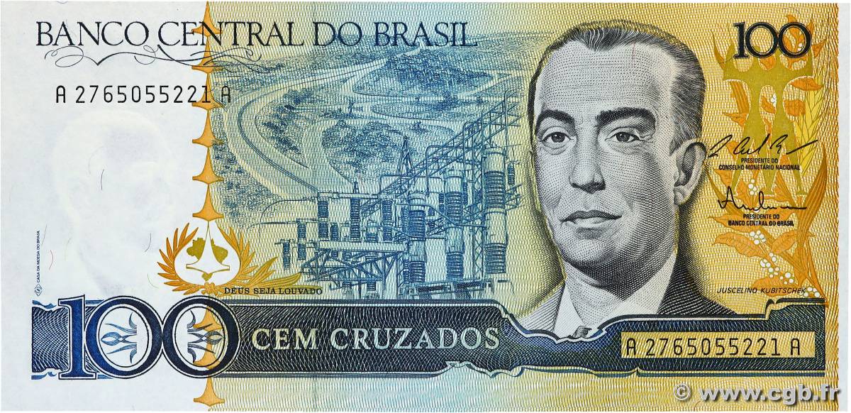 100 Cruzados BRAZIL  1987 P.211c UNC