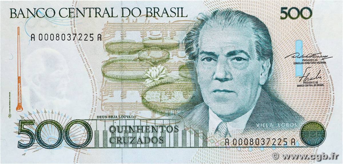 500 Cruzados BRÉSIL  1986 P.212a NEUF