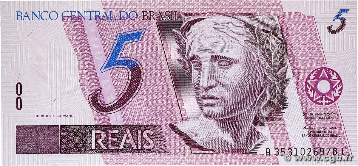 5 Reais BRASIL  1994 P.244Ad FDC