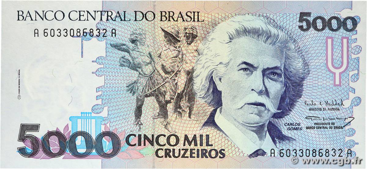 5000 Cruzeiros BRASILE  1993 P.232c FDC