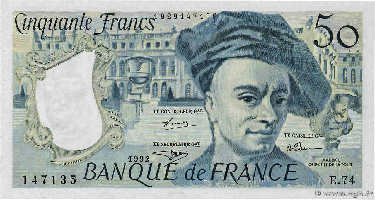 50 Francs QUENTIN DE LA TOUR FRANCE  1992 F.67.19e NEUF