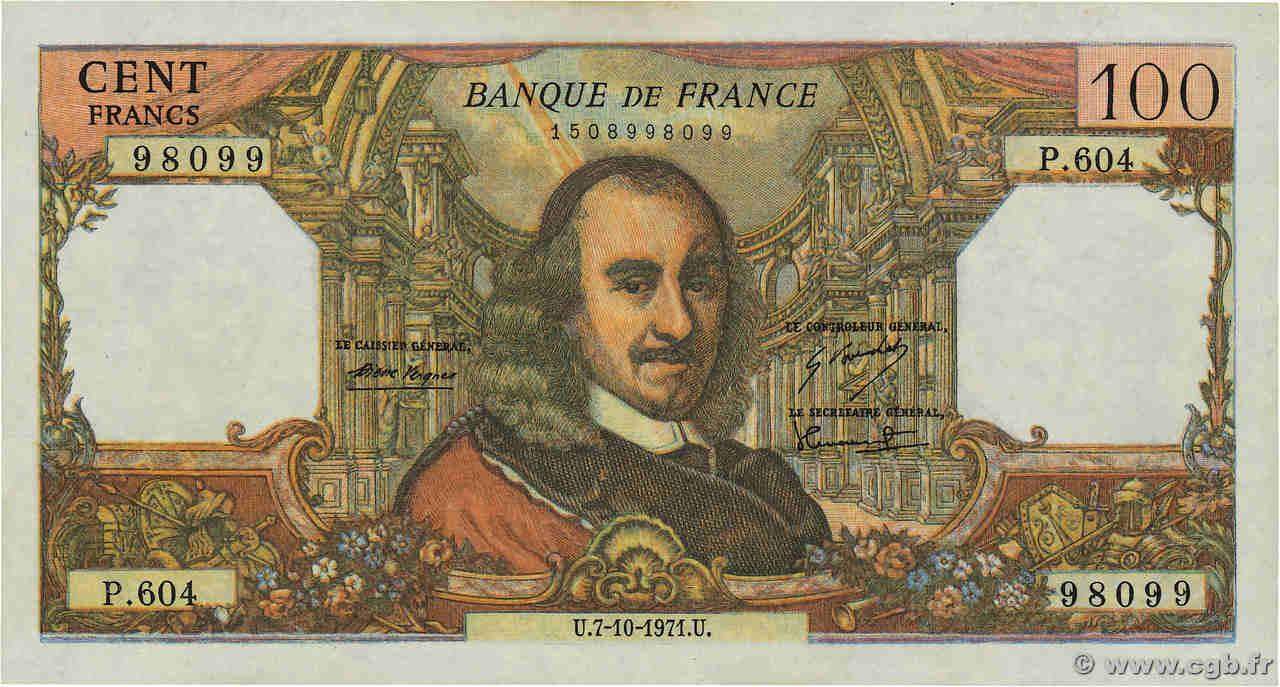100 Francs CORNEILLE Faux FRANCE  1971 F.65.37 SUP