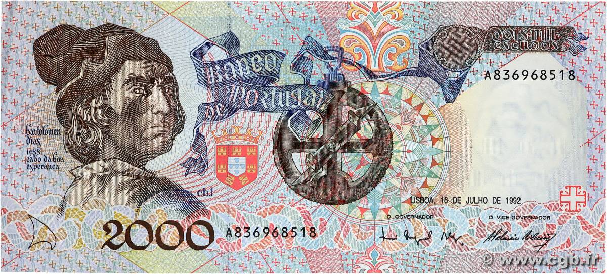 2000 Escudos PORTUGAL  1992 P.186c pr.SUP