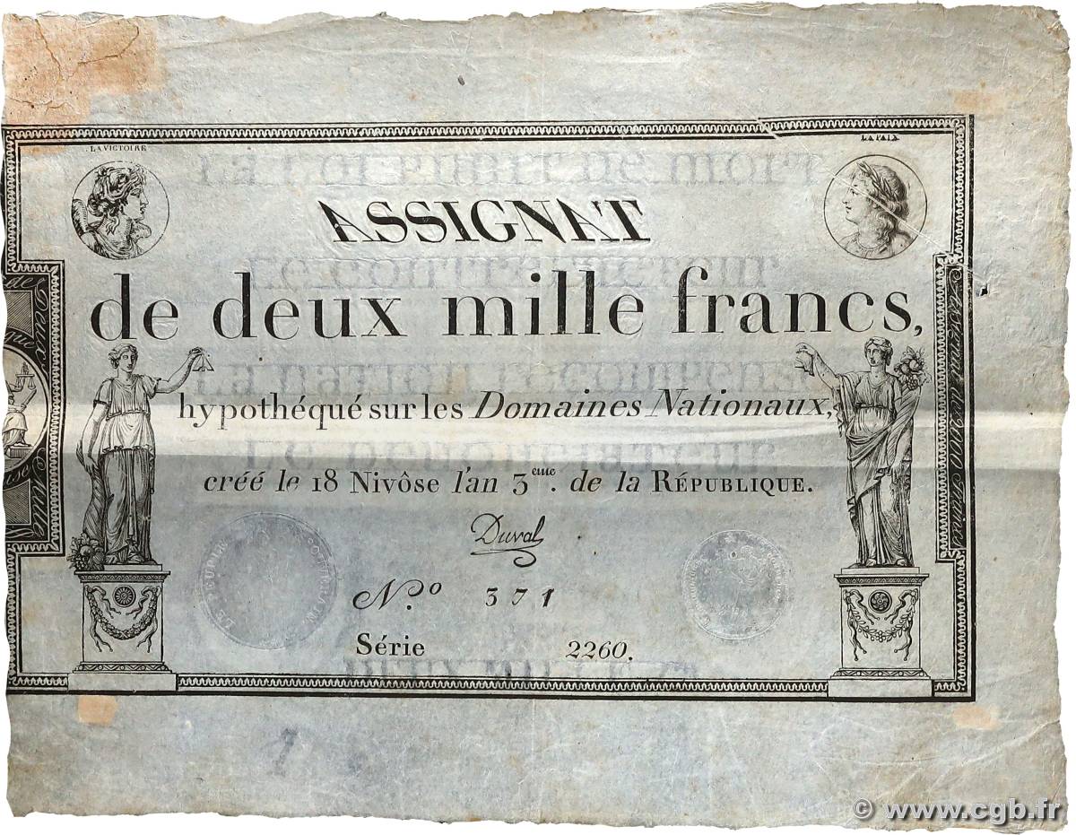 2000 Francs FRANCE  1795 Ass.51a VF