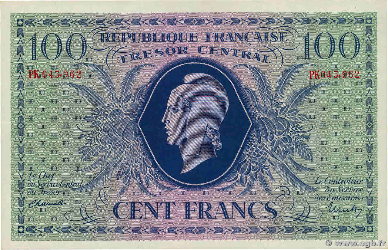 100 Francs MARIANNE FRANCE  1943 VF.06.01d SUP