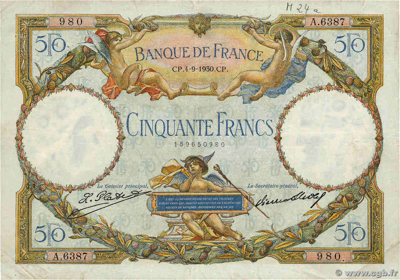 50 Francs LUC OLIVIER MERSON type modifié FRANCE  1930 F.16.01 F