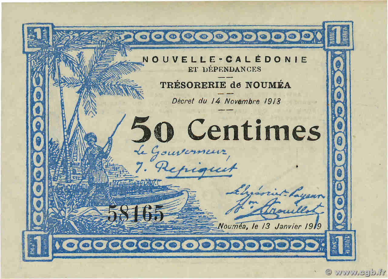 50 Centimes NOUVELLE CALÉDONIE  1919 P.33b AU+
