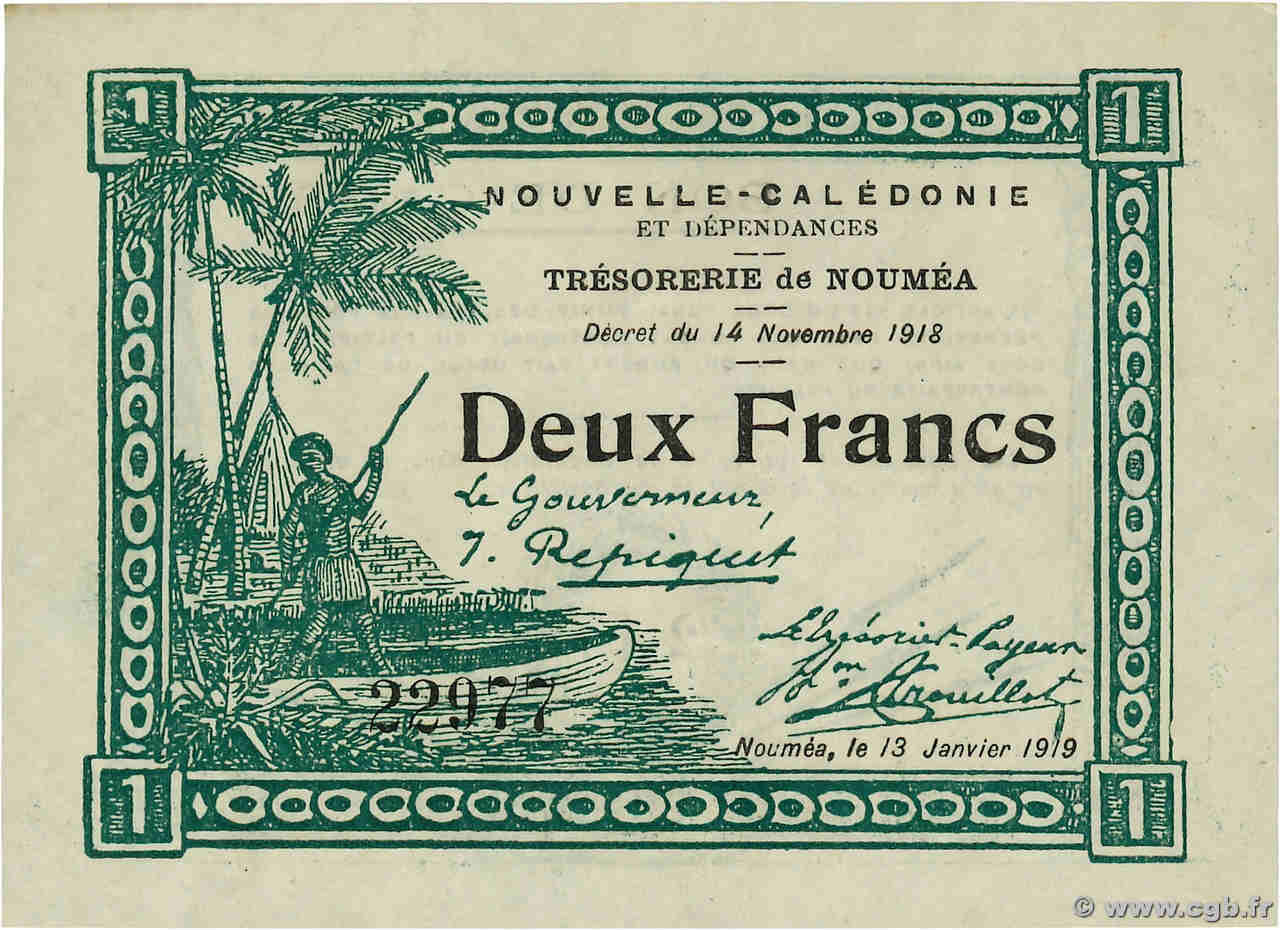 2 Francs NOUVELLE CALÉDONIE  1919 P.35a AU