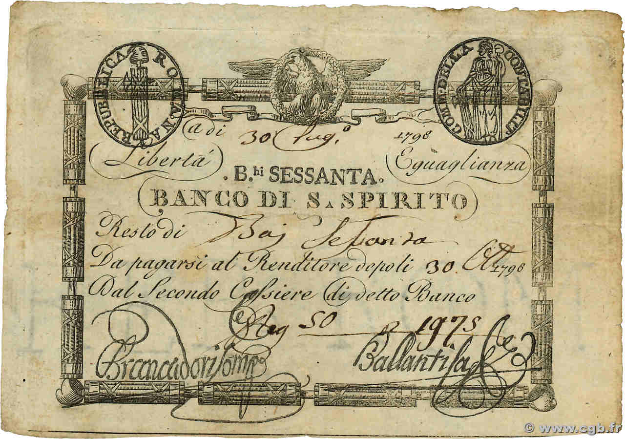 60 Bajocchi  ITALIE  1798 PS.524 TB+