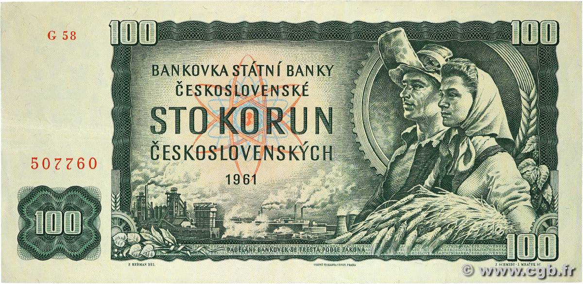 100 Korun TCHÉCOSLOVAQUIE  1961 P.091k TTB