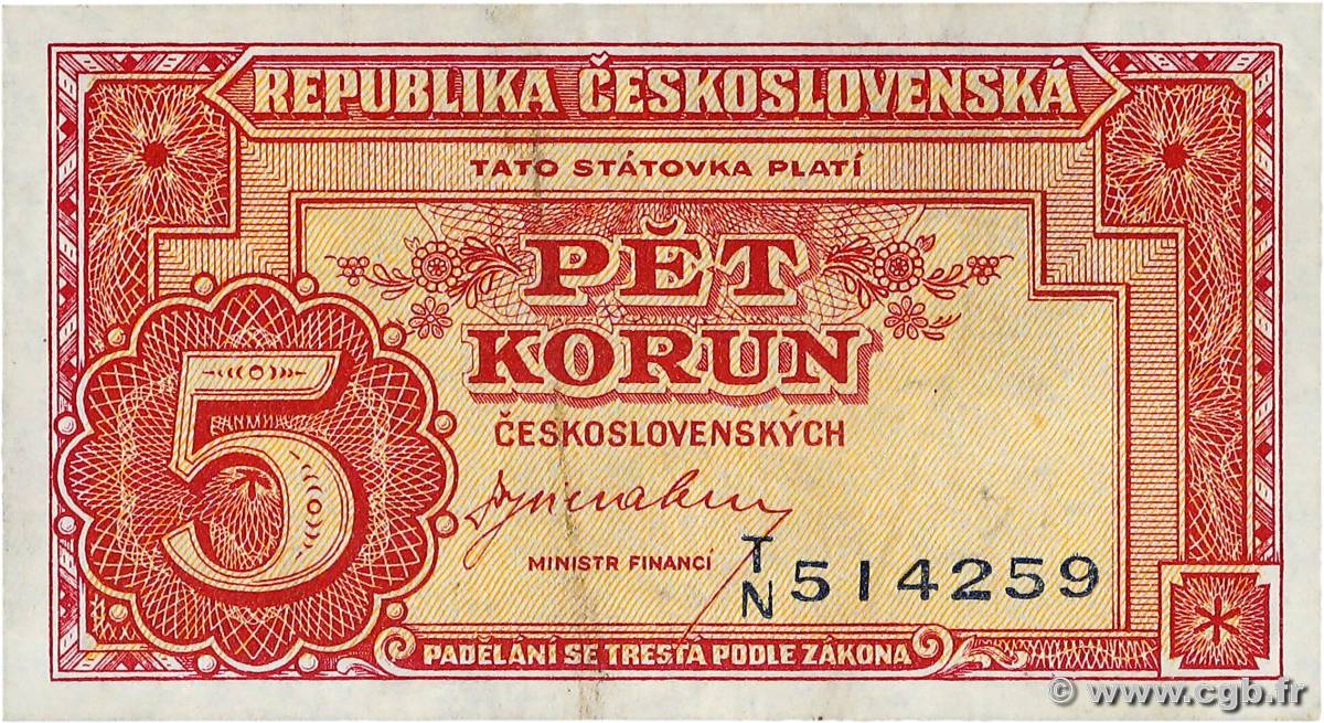 5 Korun CECOSLOVACCHIA  1945 P.059a BB