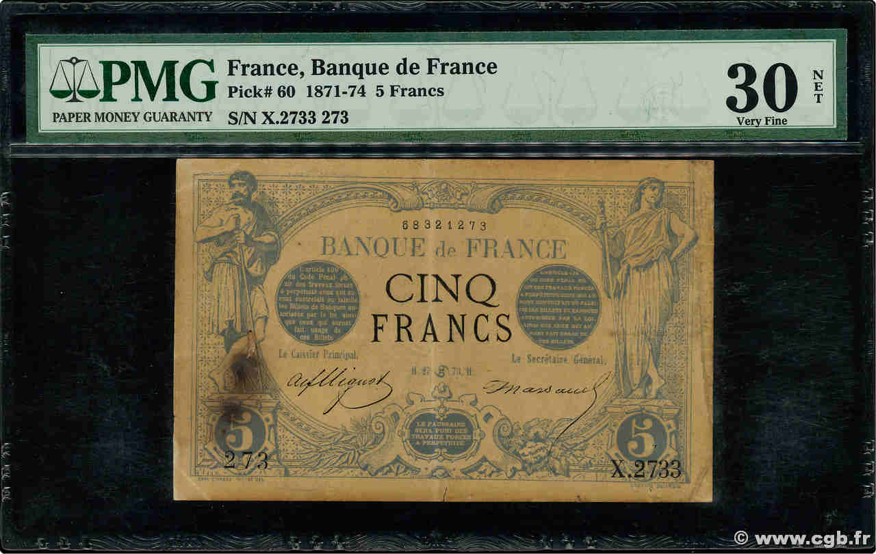 5 Francs NOIR FRANCE  1873 F.01.19 TTB