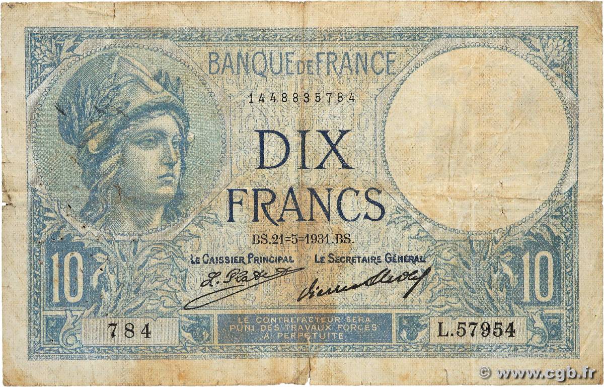 10 Francs MINERVE FRANCE  1931 F.06.15 B