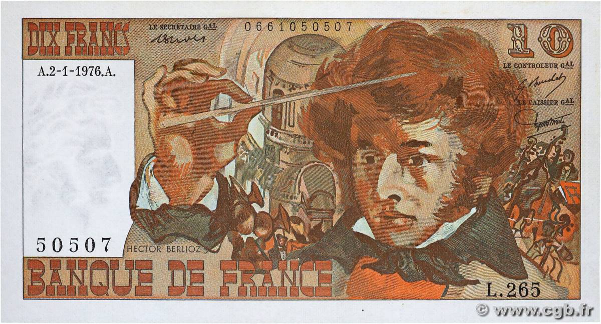 10 Francs BERLIOZ FRANCE  1976 F.63.16 SUP+