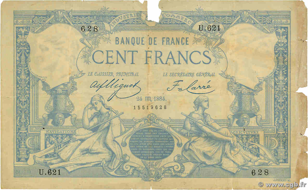 100 Francs type 1882 - À filigrane dégagé FRANCIA  1884 F.A48.04 MC
