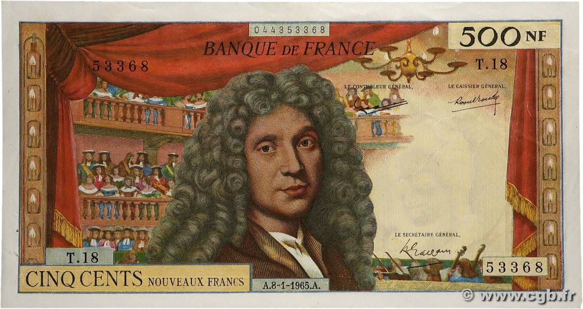 500 Nouveaux Francs MOLIÈRE FRANCIA  1965 F.60.08 q.SPL