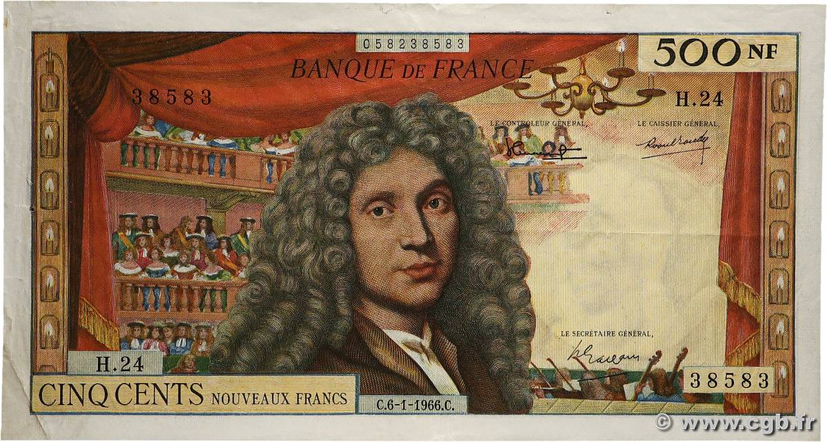 500 Nouveaux Francs MOLIÈRE FRANCIA  1966 F.60.09 BB