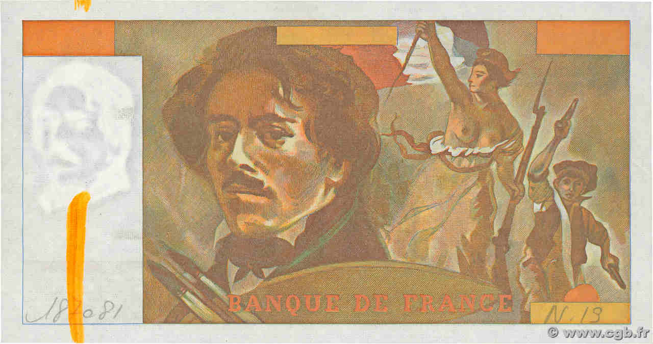 100 Francs DELACROIX modifié Fauté FRANCE  1979 F.69.03 SPL