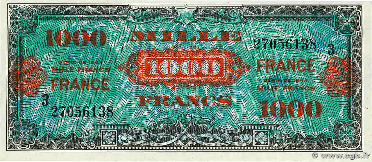 1000 Francs FRANCE FRANCE  1945 VF.27.03 SPL