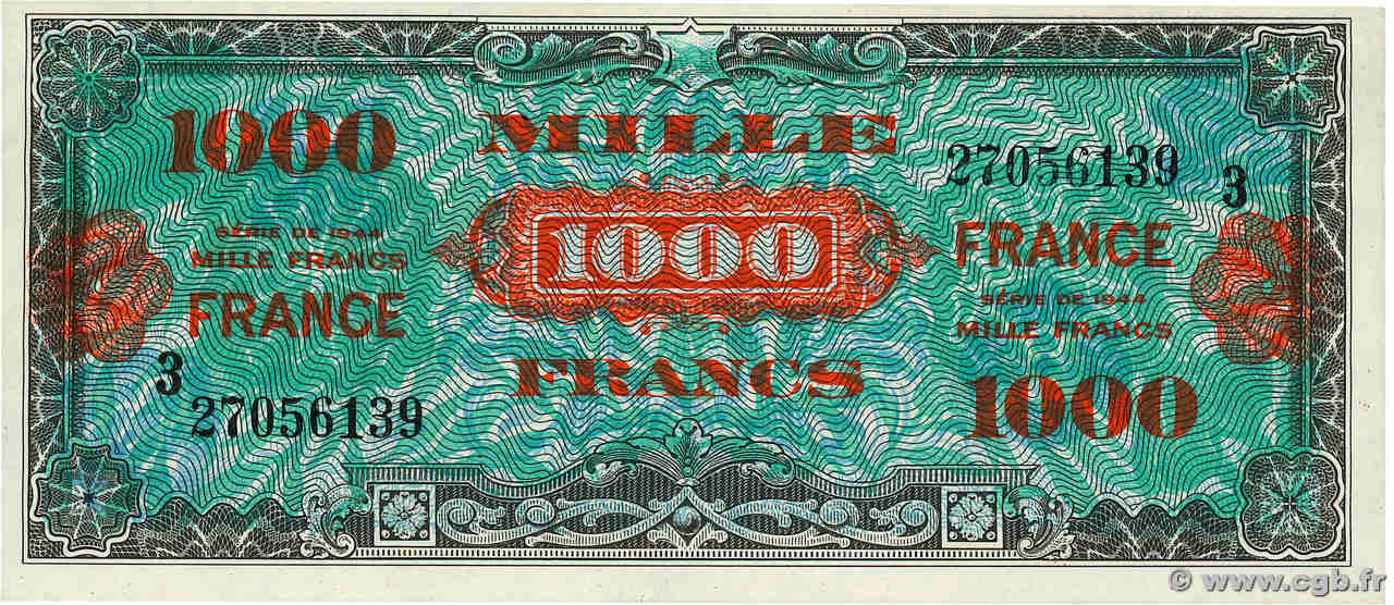 1000 Francs FRANCE FRANCE  1945 VF.27.03 AU