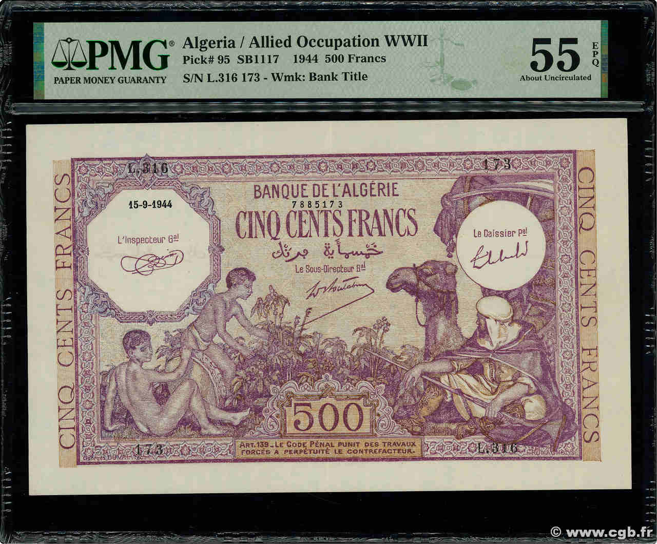 500 Francs ALGERIEN  1944 P.095 fST