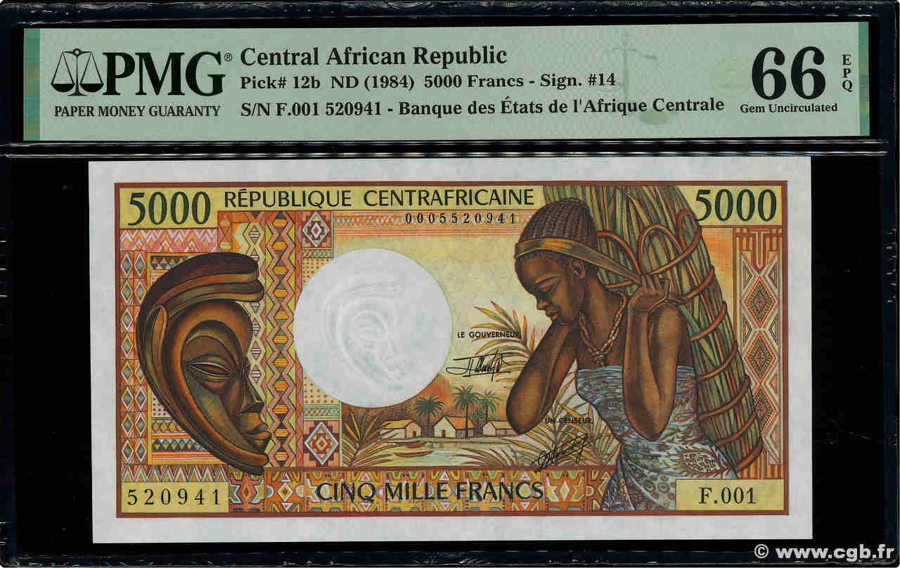 5000 Francs type 1984 ZENTRALAFRIKANISCHE REPUBLIK  1991 A.191b ST