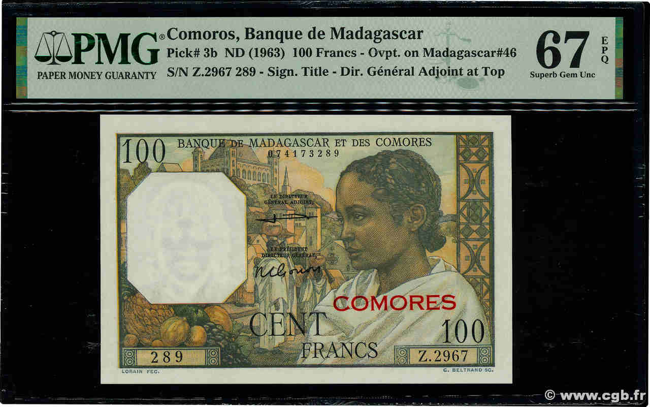 100 Francs COMORE  1963 P.03b2 FDC