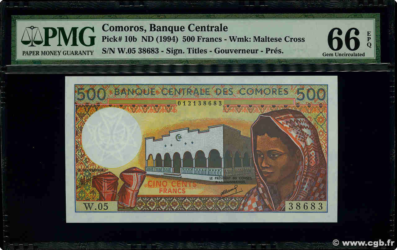 500 Francs COMOROS  1994 P.10b2 UNC