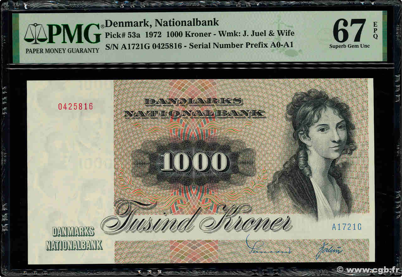 1000 Kroner DINAMARCA  1972 P.053a FDC