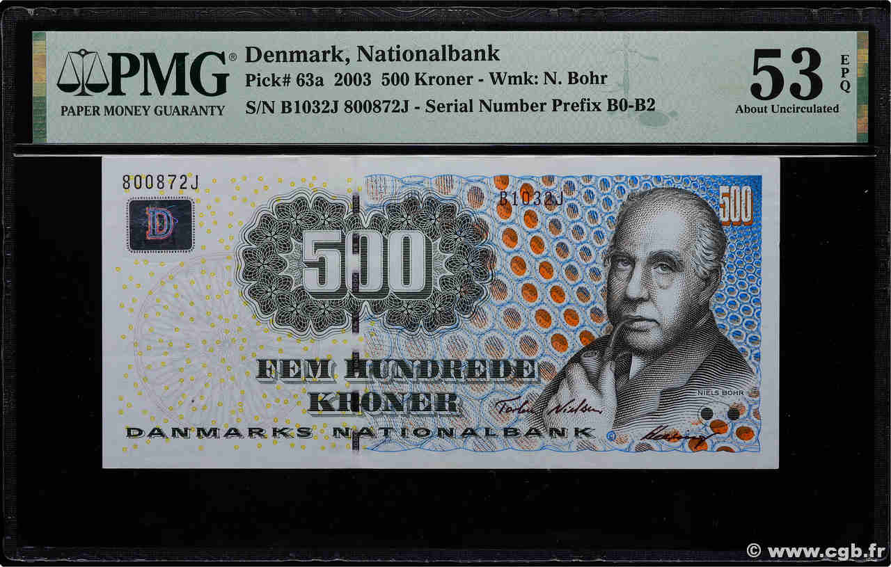 500 Kroner DENMARK  2003 P.063a XF+