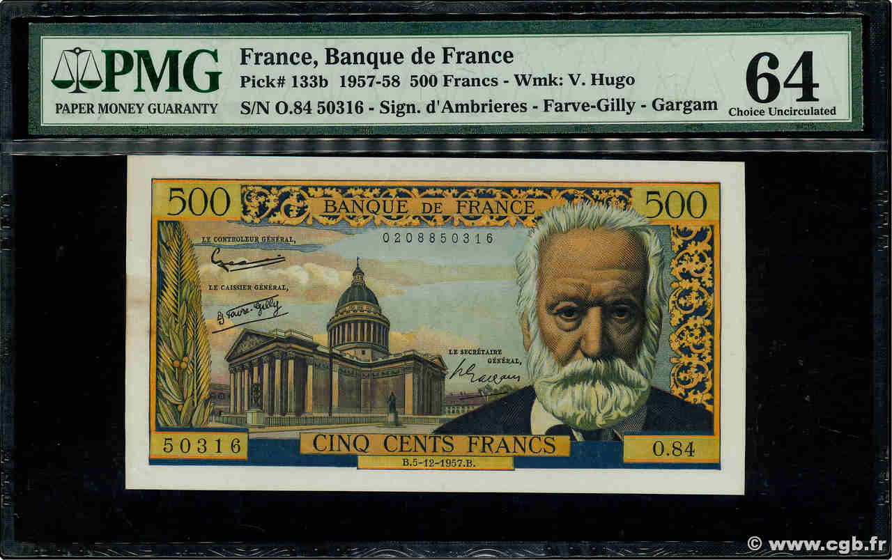 500 Francs VICTOR HUGO FRANCIA  1957 F.35.07 SC+