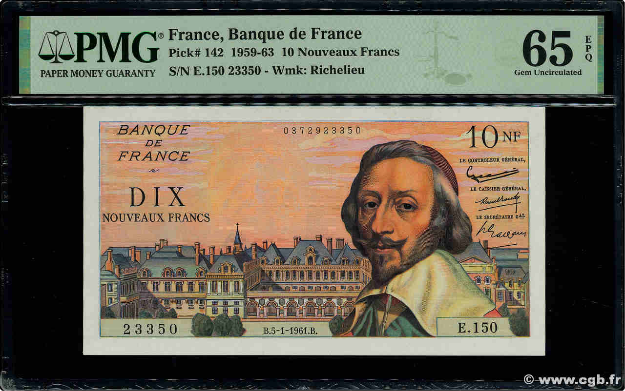 10 Nouveaux Francs RICHELIEU FRANCE  1961 F.57.13 UNC