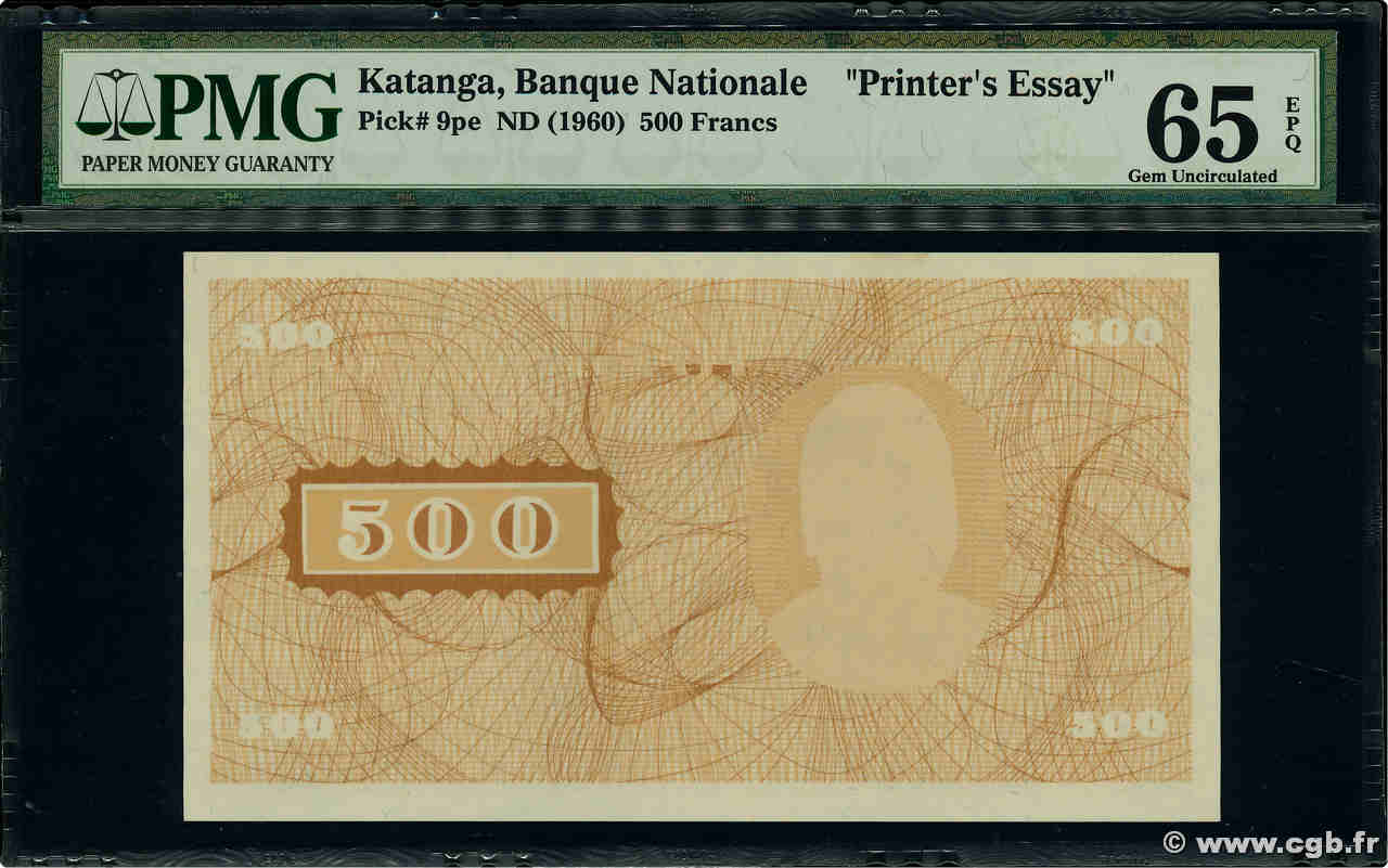 500 Francs Épreuve KATANGA  1960 P.09pe UNC
