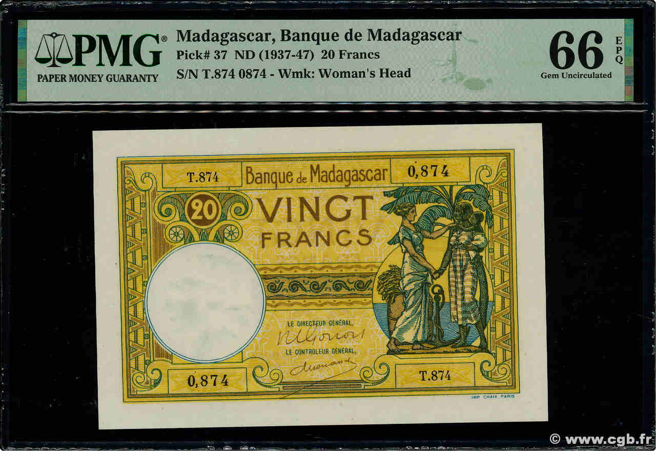 20 Francs MADAGASCAR  1948 P.037 UNC