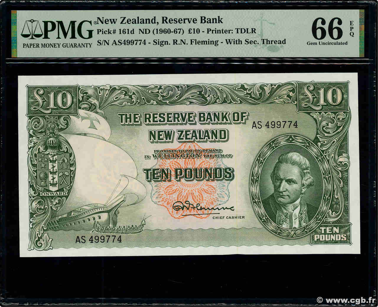 10 Pounds NEW ZEALAND  1967 P.161d UNC