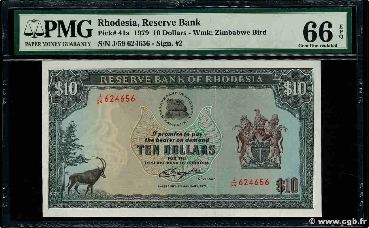 10 Dollars RHODESIA  1979 P.41 FDC