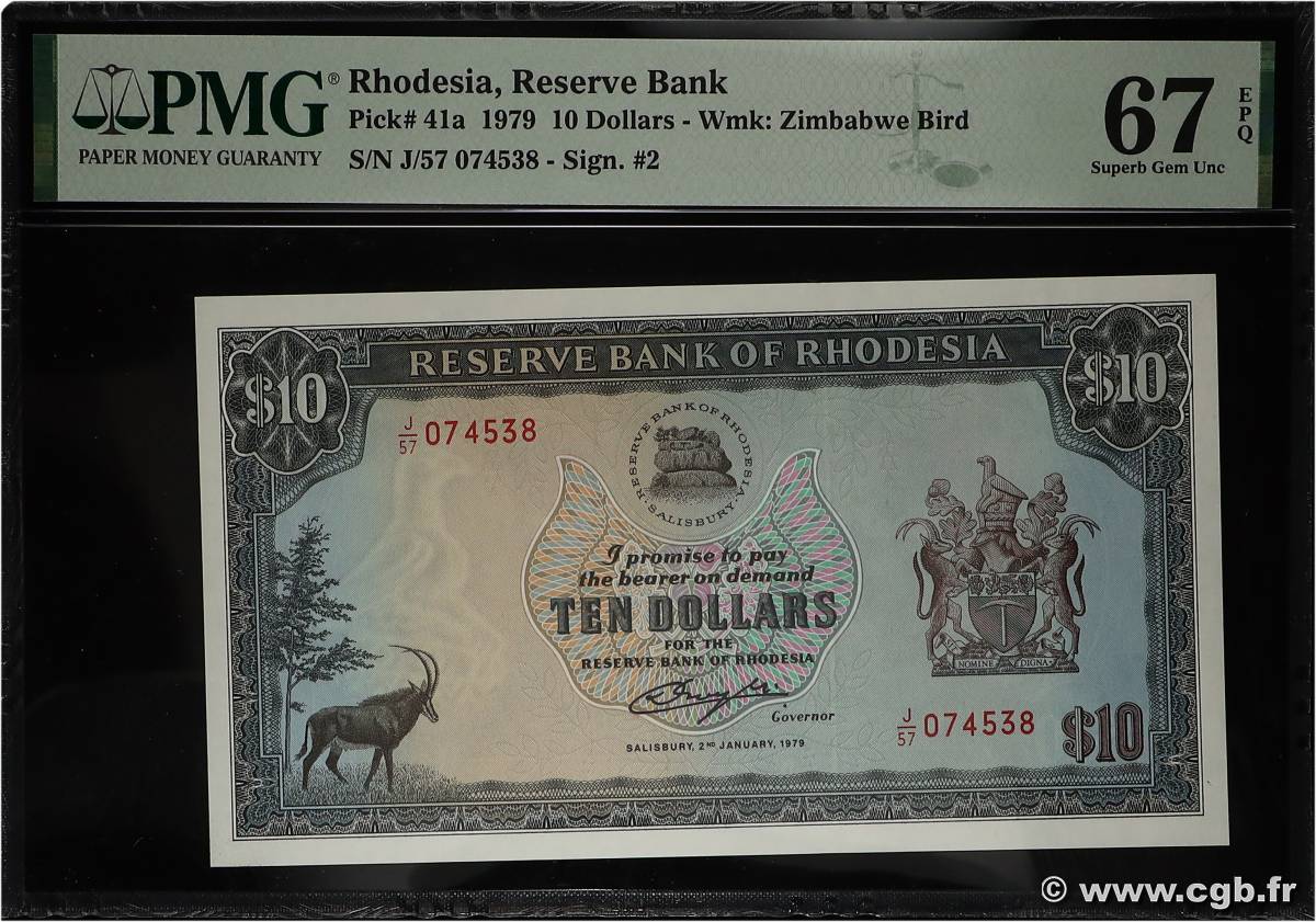 10 Dollars RHODESIA  1979 P.41a UNC