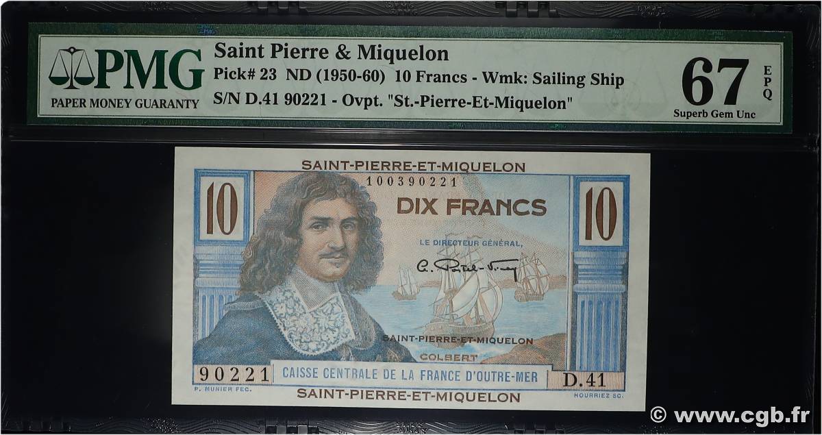 10 Francs Colbert SAN PEDRO Y MIGUELóN  1947 P.23 FDC