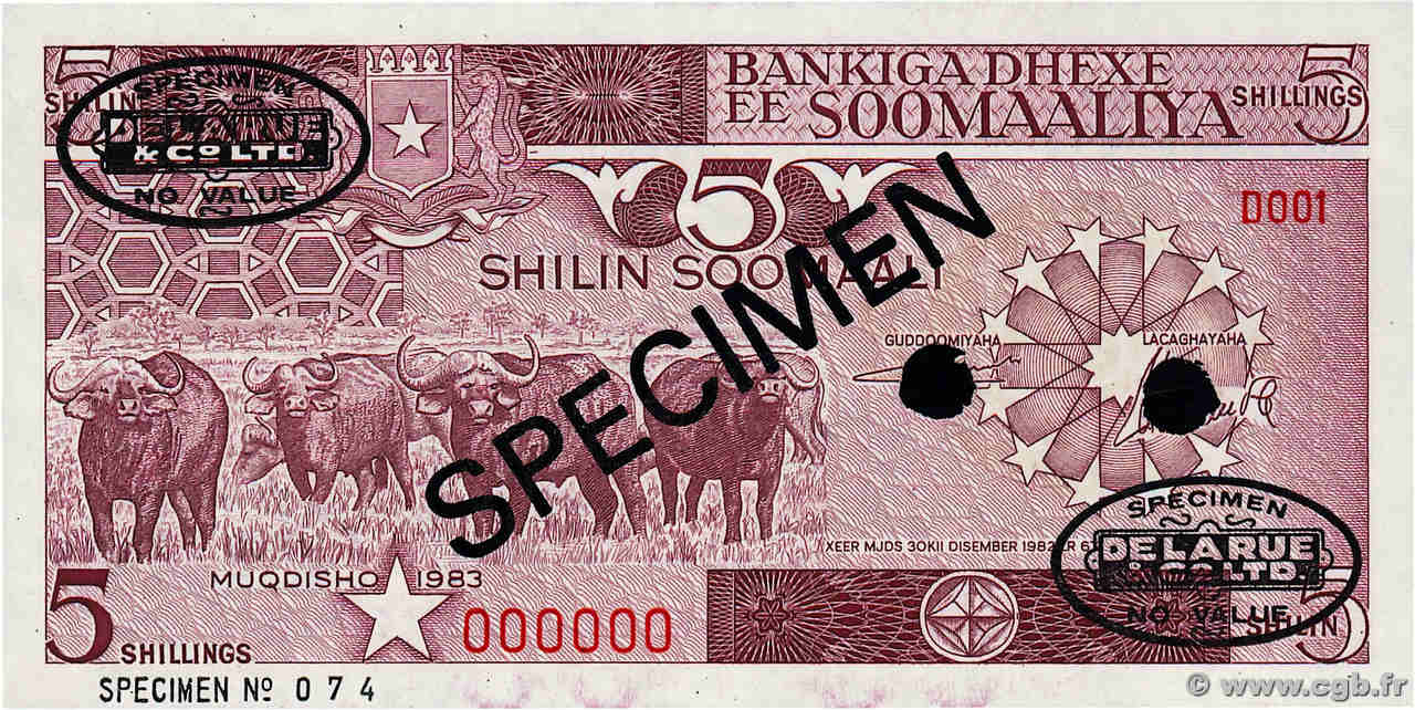 5 Shilin Spécimen SOMALIA  1983 P.31as FDC