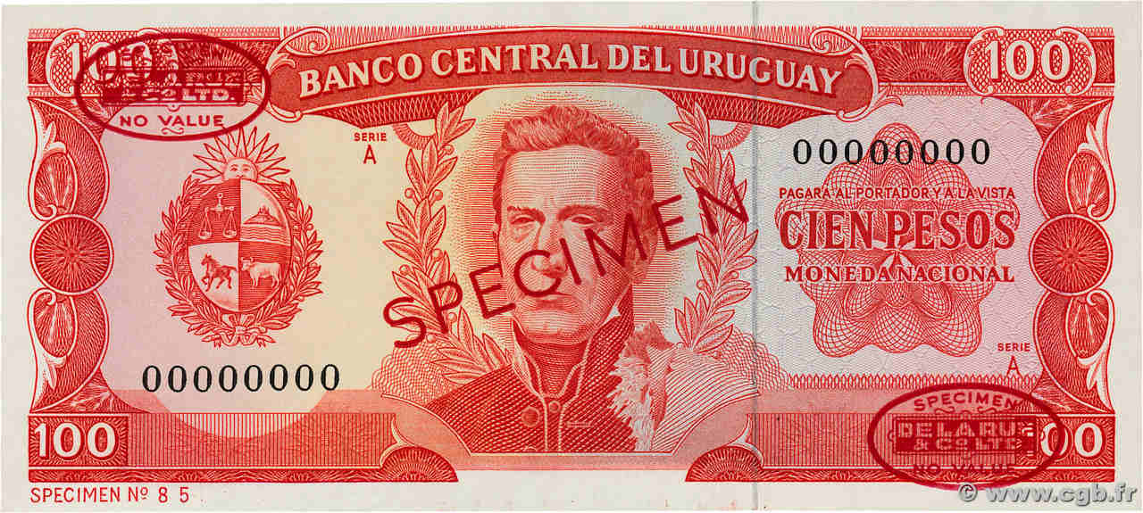 100 Pesos Spécimen URUGUAY  1967 P.047s FDC