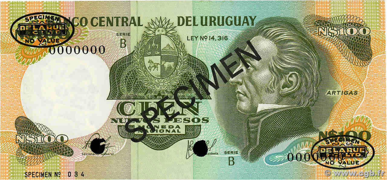 100 Nuevos Pesos Spécimen URUGUAY  1978 P.062as NEUF