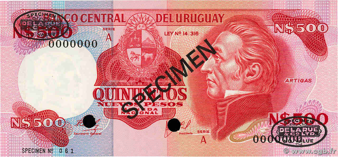 500 Nuevos Pesos Spécimen URUGUAY  1978 P.063as UNC