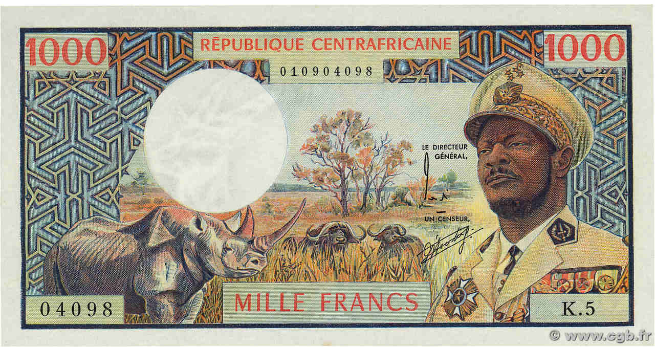 1000 Francs type 1974 ZENTRALAFRIKANISCHE REPUBLIK  1974 A.182a ST